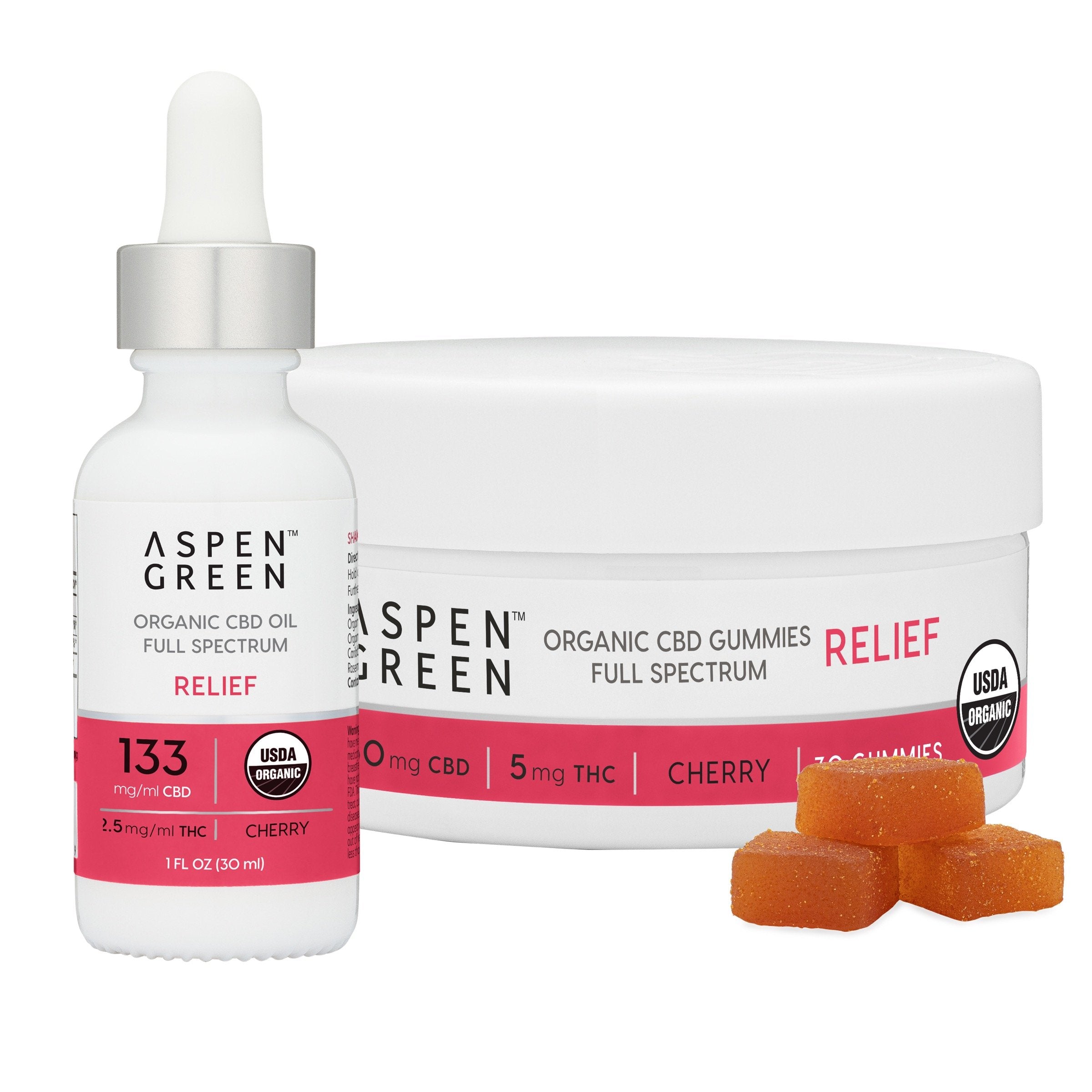 Relief Bundle, CBD Oil & Gummies, Cherry Flavor – Aspen Green