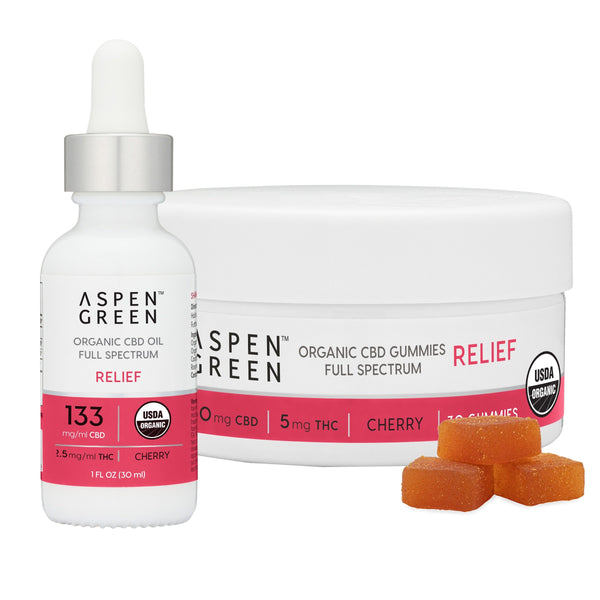 Relief Bundle, CBD Oil & Gummies, Cherry Flavor – Aspen Green