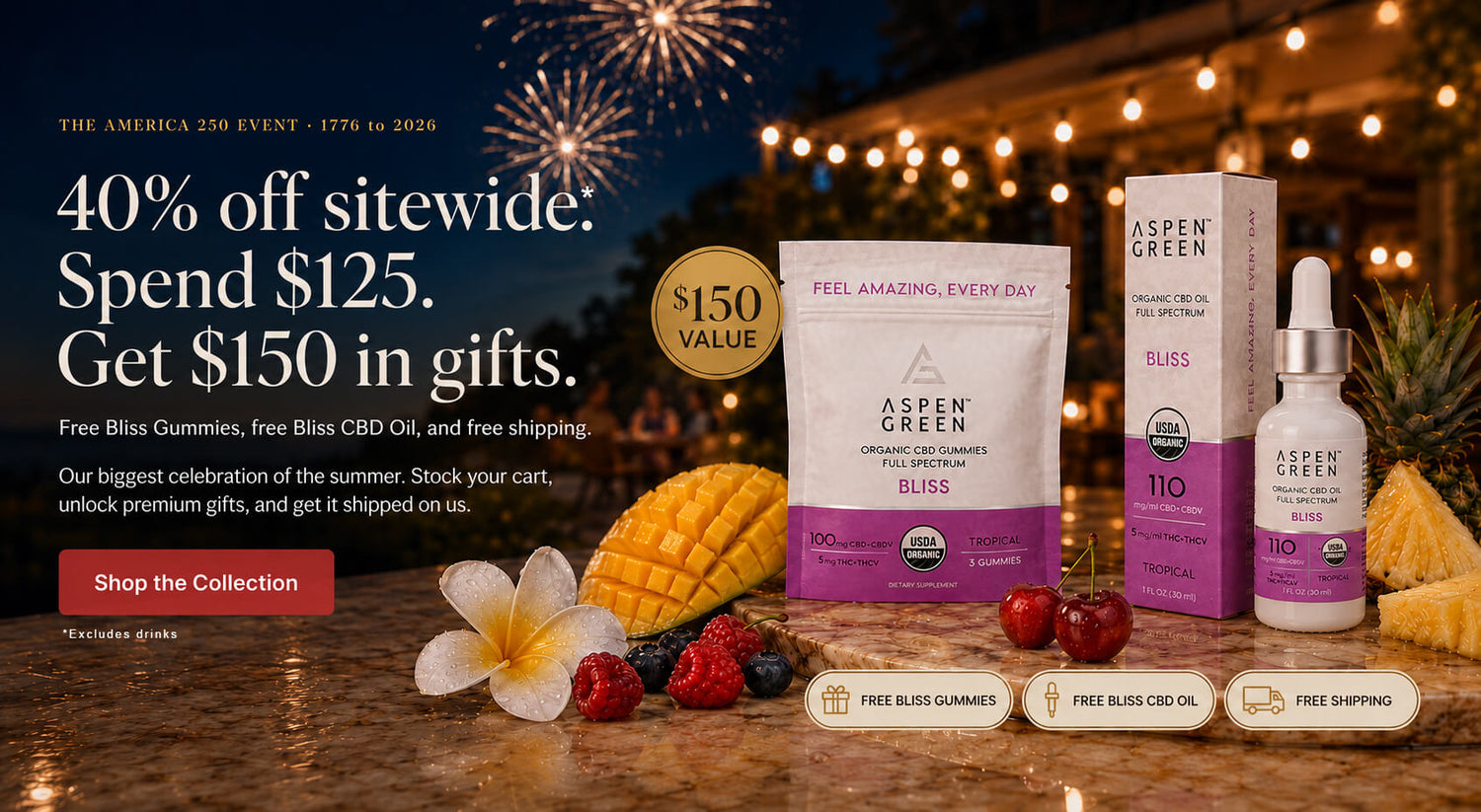 40% Off Site-wide - Spend $125. Get $150 in gifts. Excludes drinks.