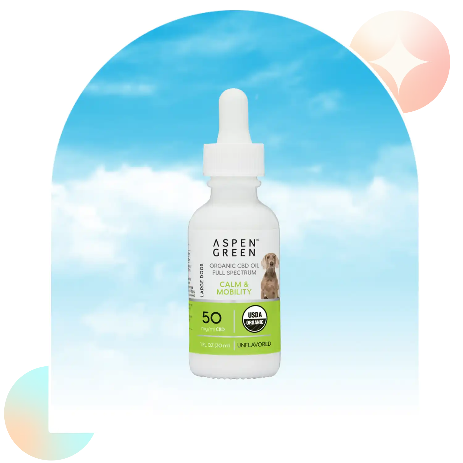 Aspen Green Calm & Mobility Large Dogs Full Spectrum CBD Oil Tincture - USDA Certified Organic, Unflavored