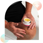 Man rubbing in Aspen Green Relief Balm on knee