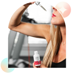 Woman taking Aspen Green Relief CBD Oil by dropper