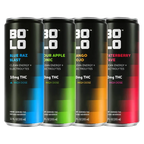 Four cans of different flavored BOLO THC-infused beverages