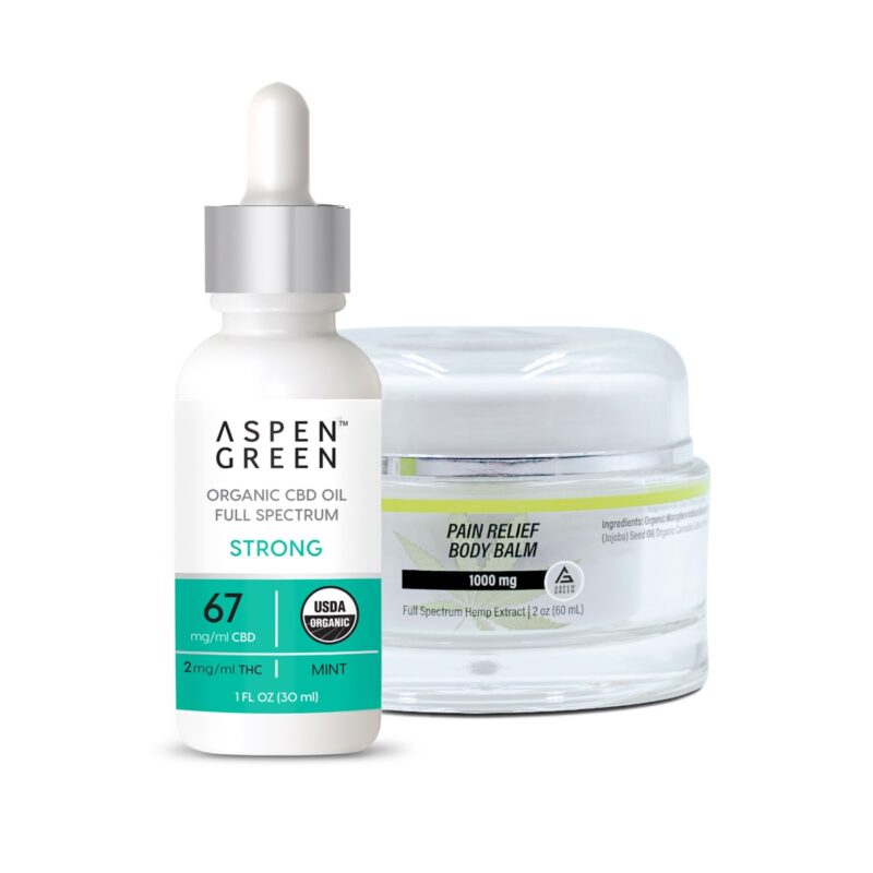 Aspen Green Strong CBD Oil and Pain Relief Body Balm grouping