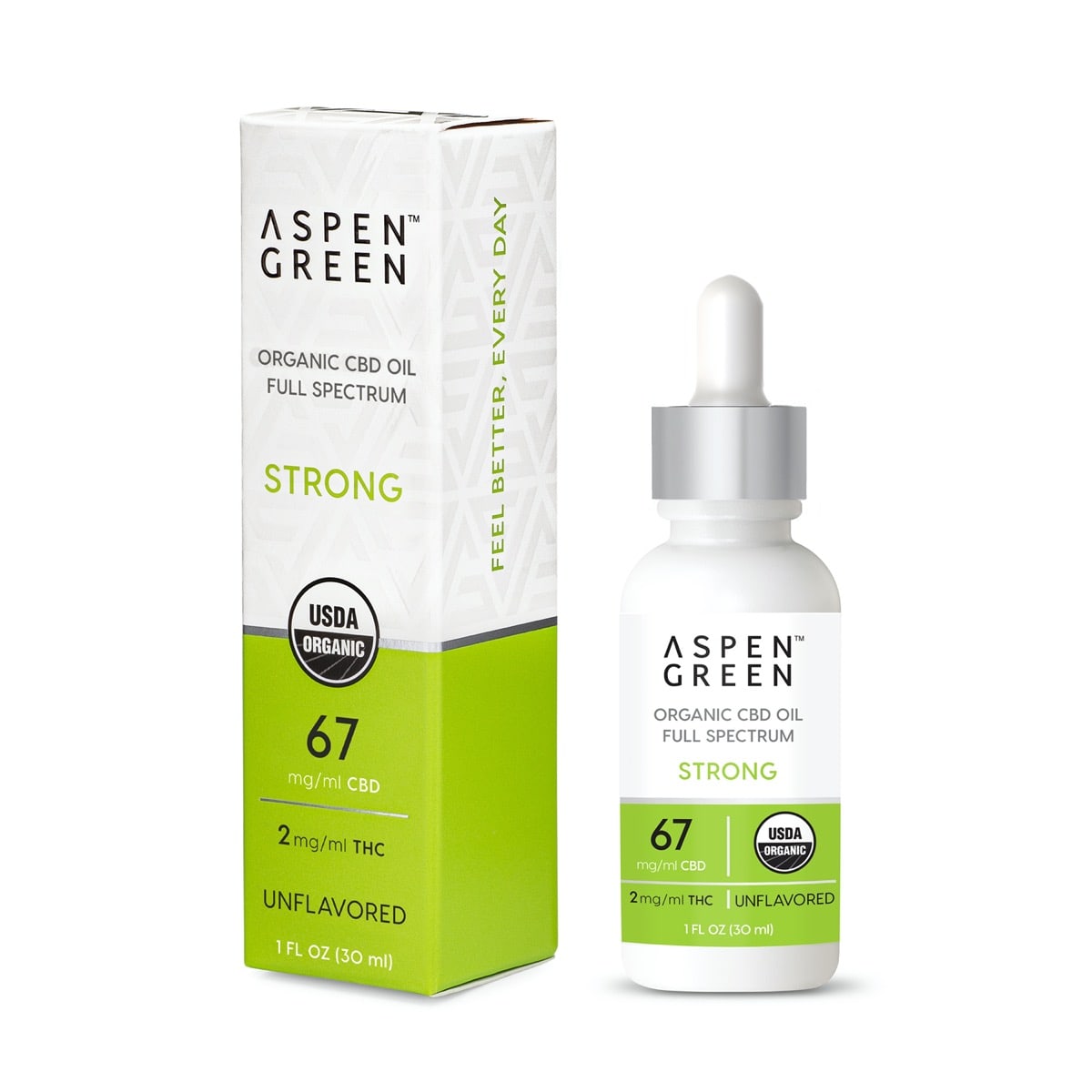 Aspen Green Strong Unflavored Organic CBD Oil