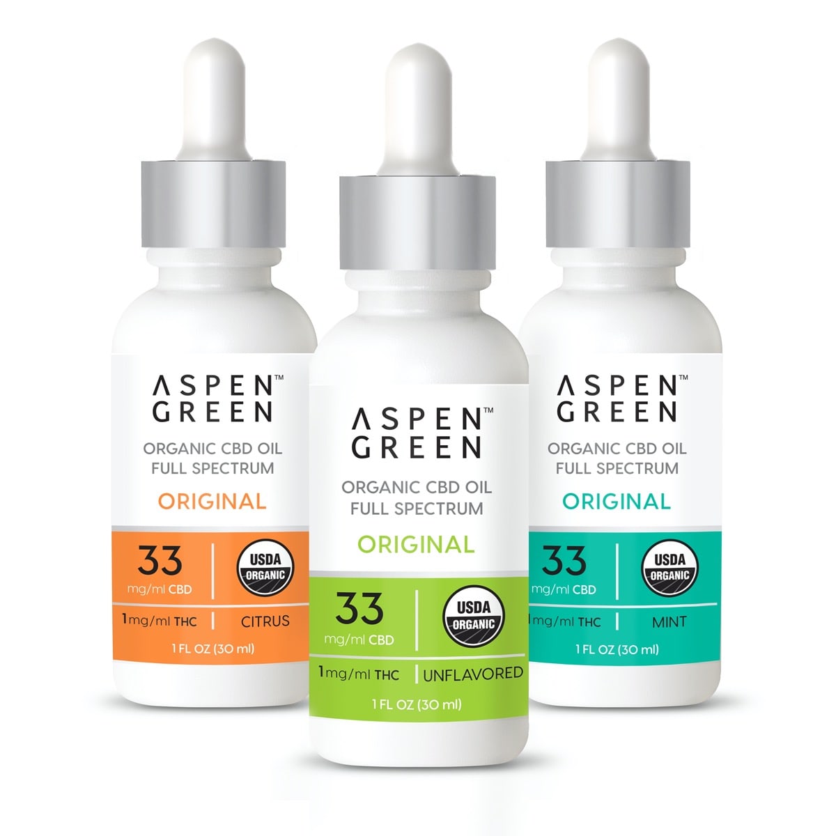 Aspen Green Original Multi-Flavor Organic CBD Oil tinctures
