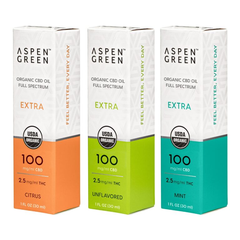 Aspen Green USDA Certified Organic CBD Oil Boxes, Extra Strength, Variety Flavor