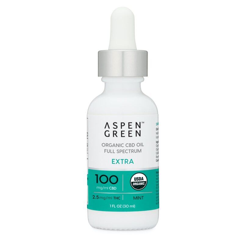 Aspen Green USDA Certified Organic CBD Oil Tincture, Extra Strength, Mint Flavor