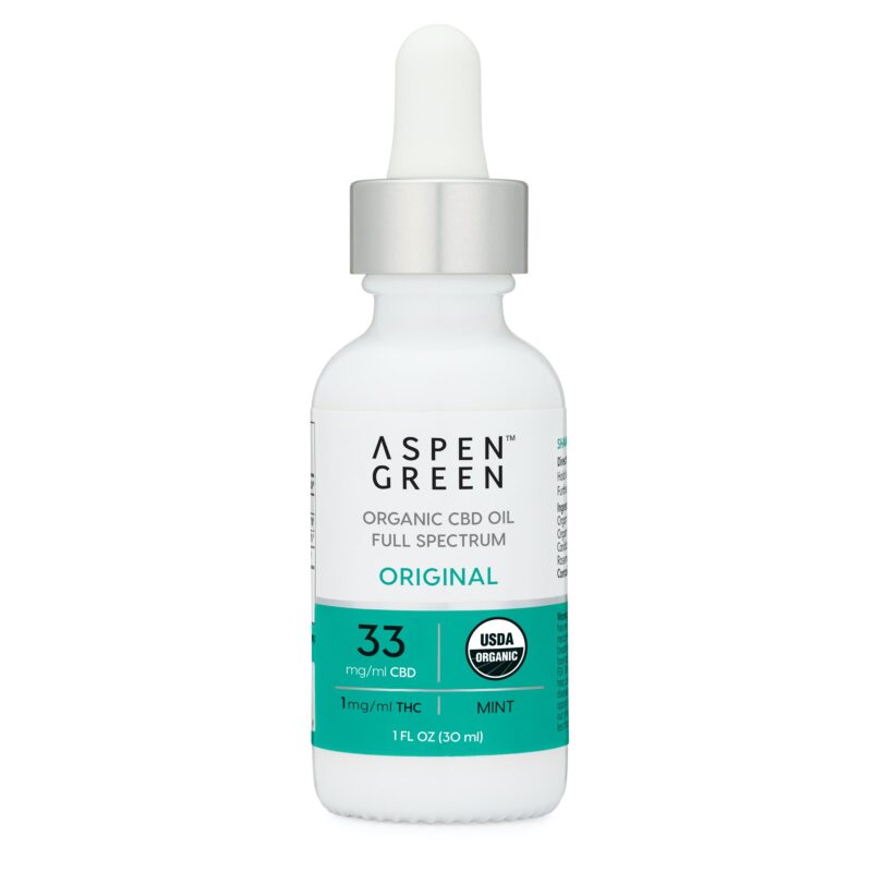 Aspen Green USDA Certified Organic CBD Oil Tincture, Original Strength, Mint Flavor