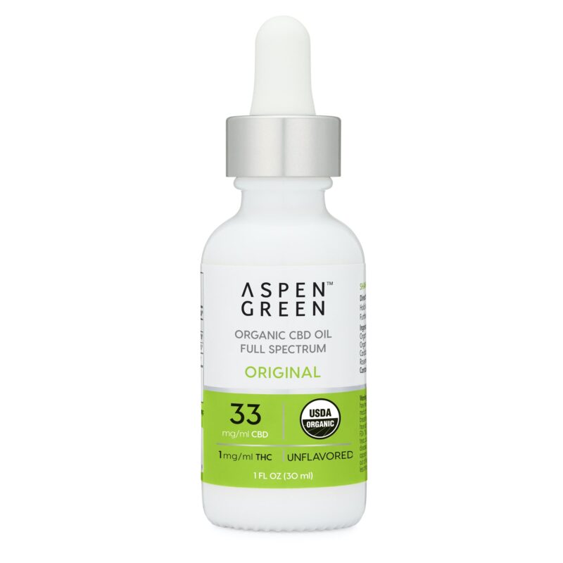 Aspen Green USDA Certified Organic CBD Oil Tincture, Original Strength, Unflavored
