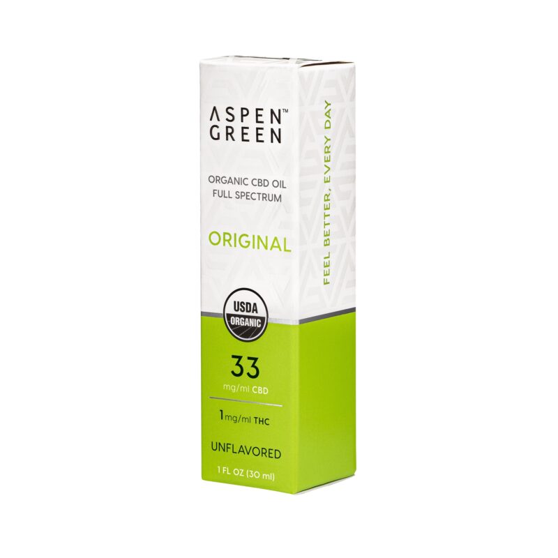 Aspen Green USDA Certified Organic CBD Oil Box, Original Strength, Unflavored