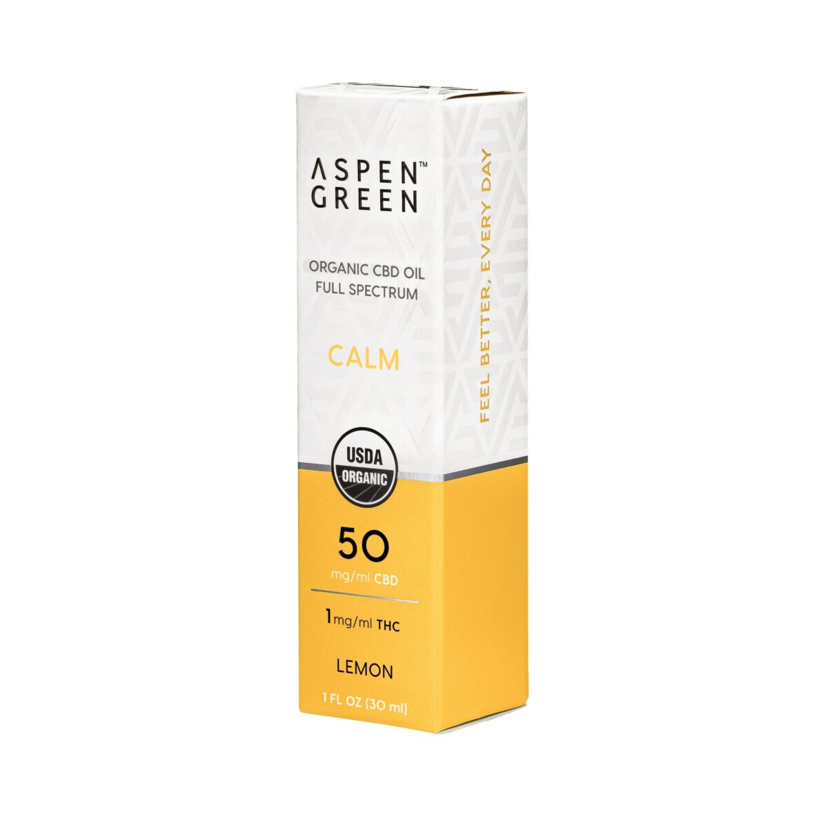Aspen Green USDA Certified Organic CBD Oil Box, Calm (50mg/ml CBD), Lemon Flavor