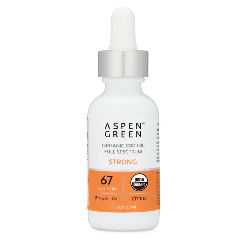 Aspen Green USDA Certified Organic CBD Oil Tincture, Strong Strength, Citrus Flavor