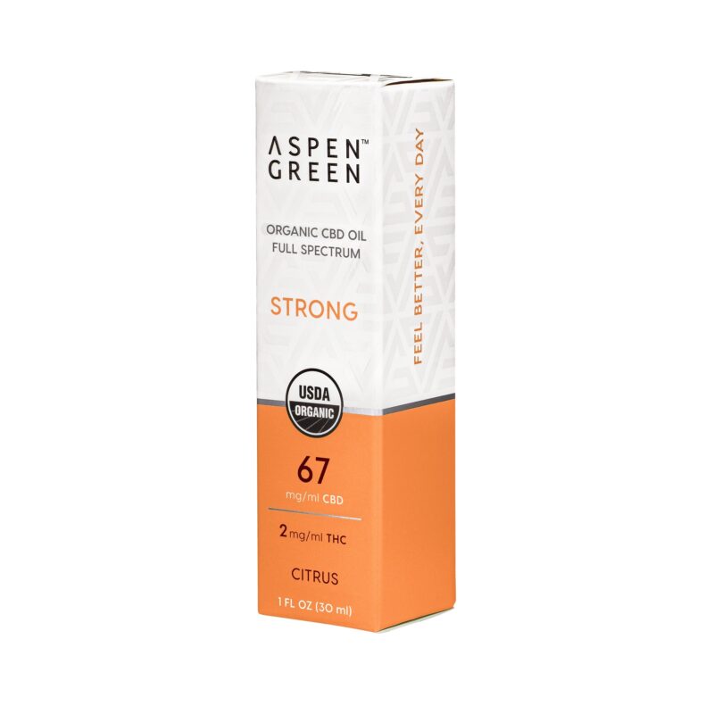 Aspen Green USDA Certified Organic CBD Oil Box, Strong Strength, Citrus Flavor