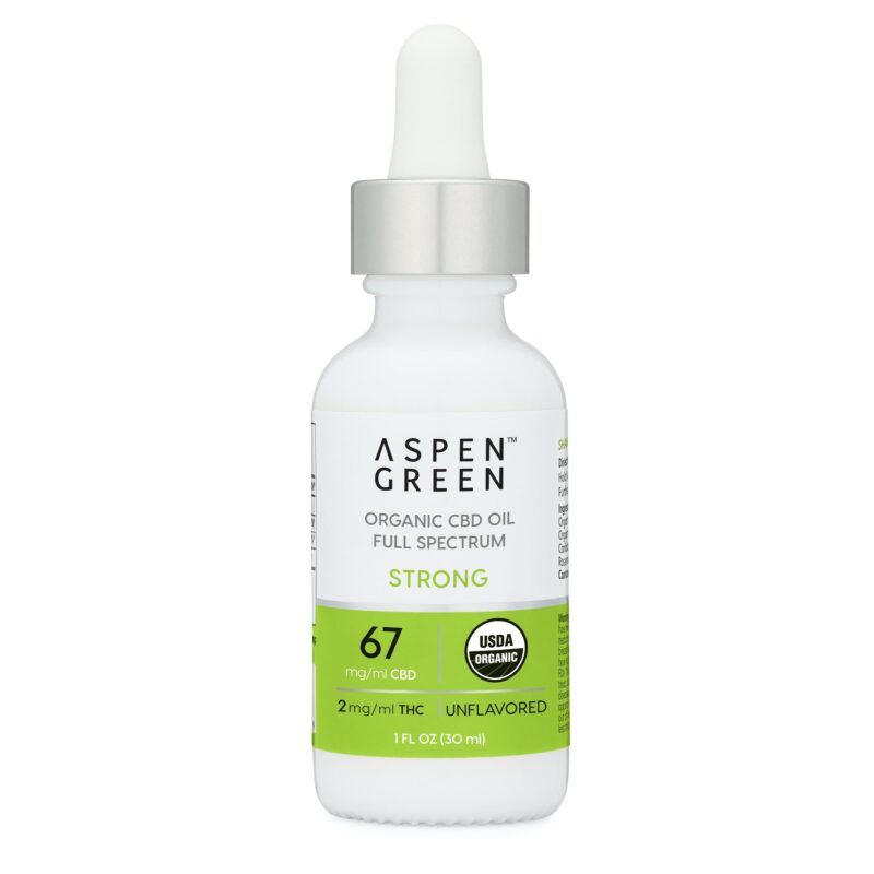 Aspen Green USDA Certified Organic CBD Oil Tincture, Strong Strength, Unflavored