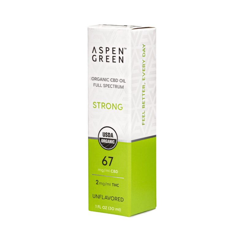 Aspen Green USDA Certified Organic CBD Oil Box, Strong Strength, Unflavored