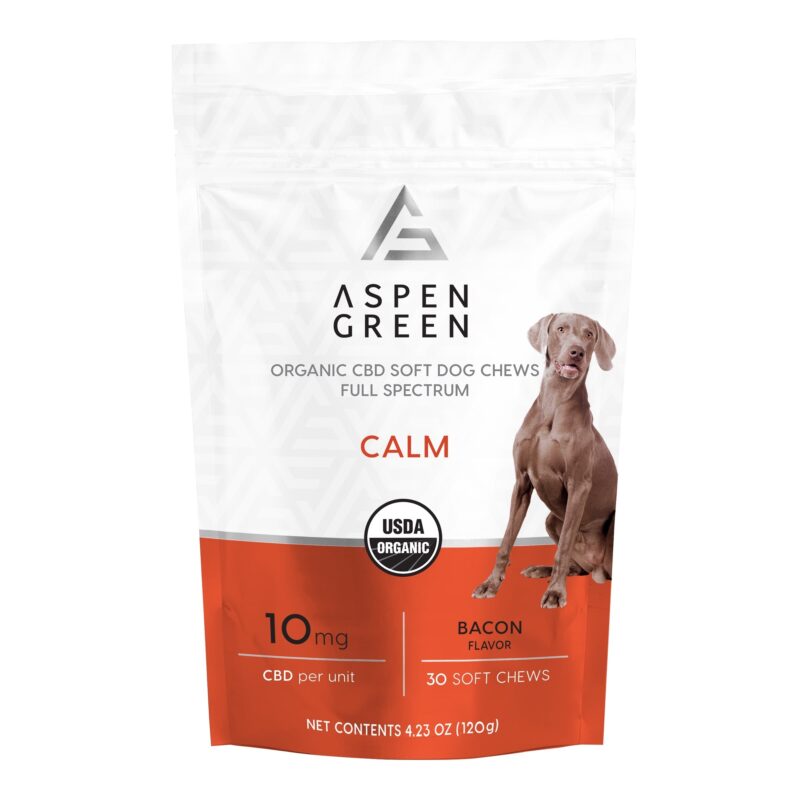 Aspen Green Organic CBD Soft Dog Chews Full Spectrum, Calm , Bacon Flavor, 30 CT
