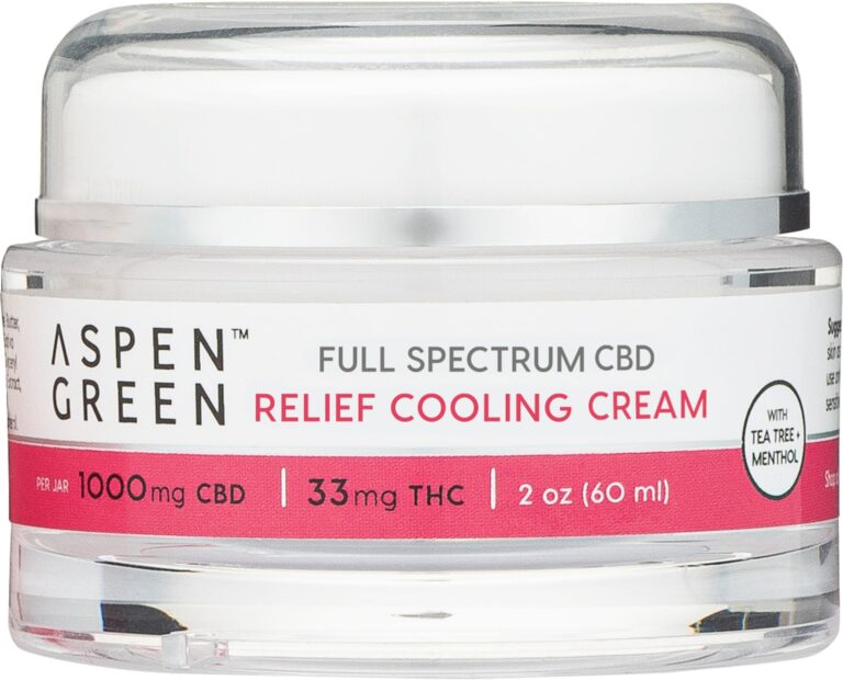 Aspen Green Full Spectrum CBD Relief Cooling Cream (1000mg CBD) jar