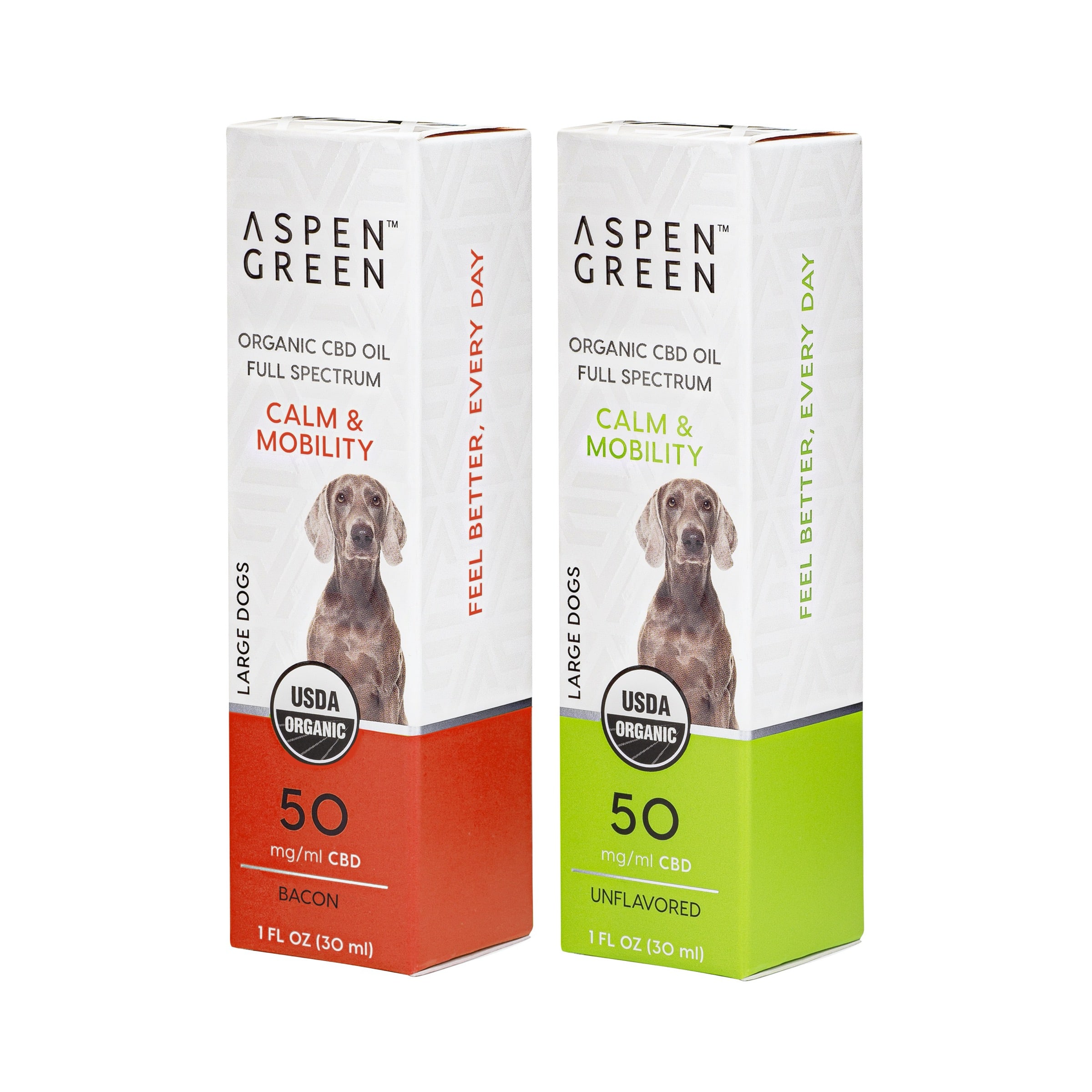 Aspen Green USDA Certified Organic CBD Oil for Medium Dogs Boxes, Calm and Mobility, Variety Flavor
