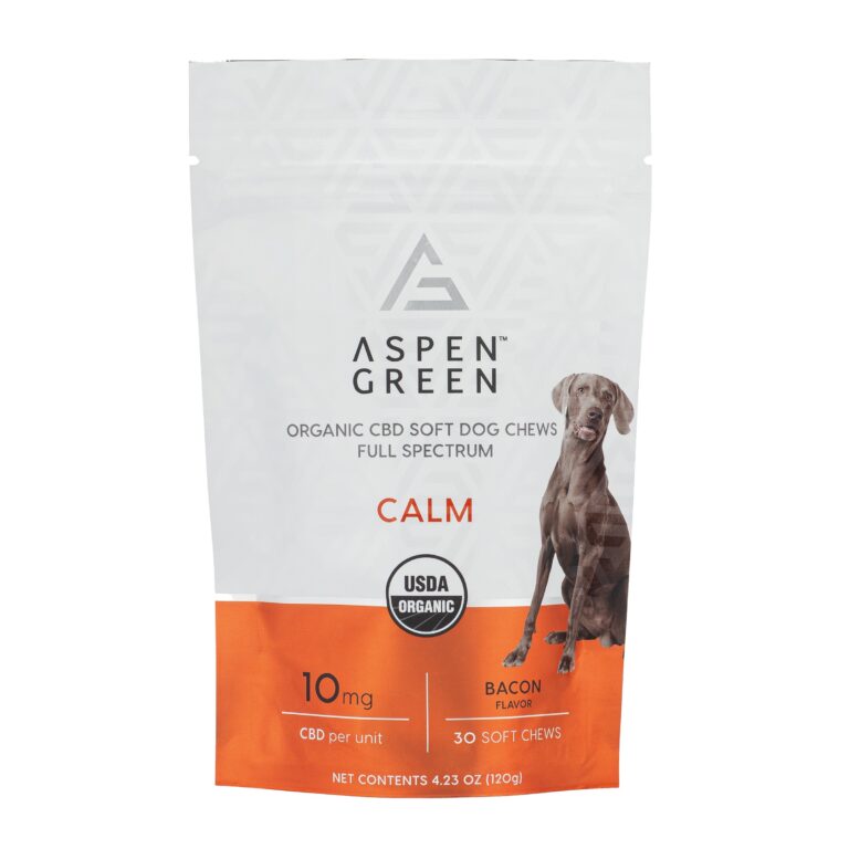 Aspen Green Calm Organic CBD Soft Dog Chews Full Spectrum, Bacon Flavor, 30 Count