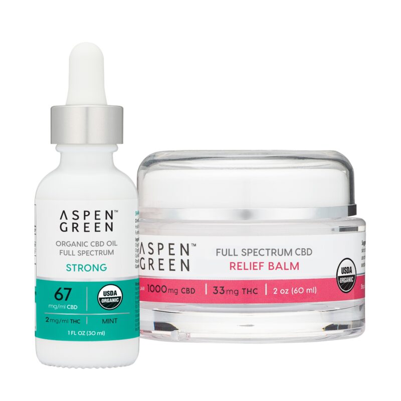 Aspen Green USDA Certified Organic CBD Strong Oil and Relief Balm Bundle