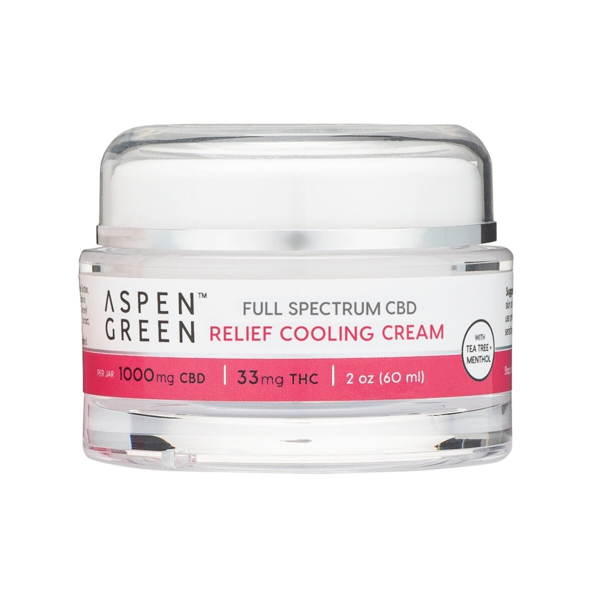 Aspen Green Full Spectrum CBD Relief Cooling Cream Jar (1000mg CBD)