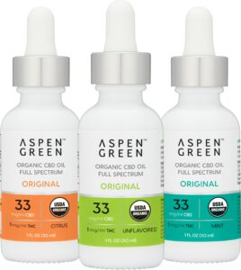 Aspen Green USDA Certified Organic CBD Oil Tinctures, Original Strength, Variety Flavor