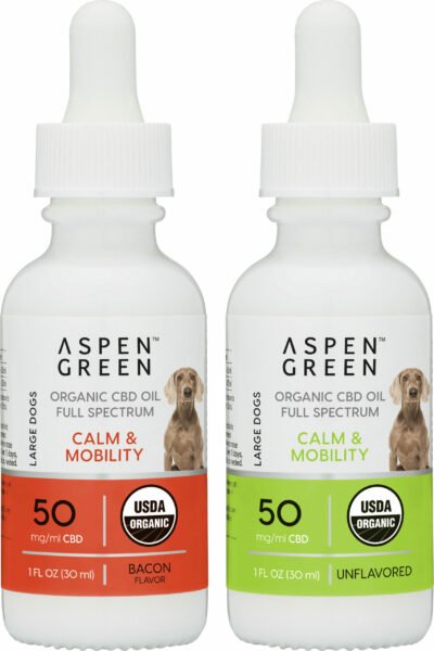 Aspen Green USDA Certified Organic CBD Oil for Large Dogs Tinctures, Calm and Mobility, Variety Flavor