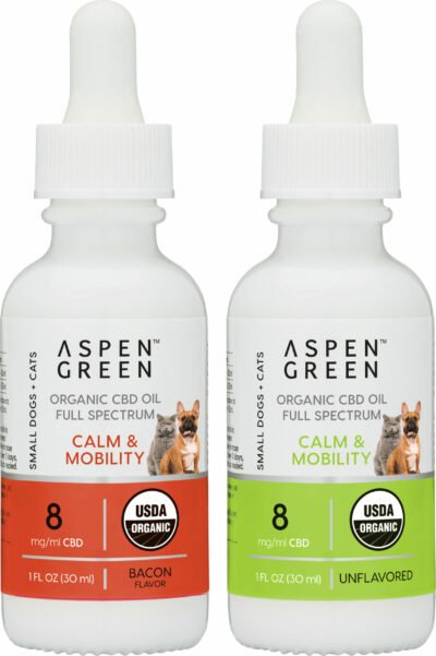 Aspen Green USDA Certified Organic CBD Oil for Small Dogs & Cats Tinctures, Calm and Mobility, Variety Flavor