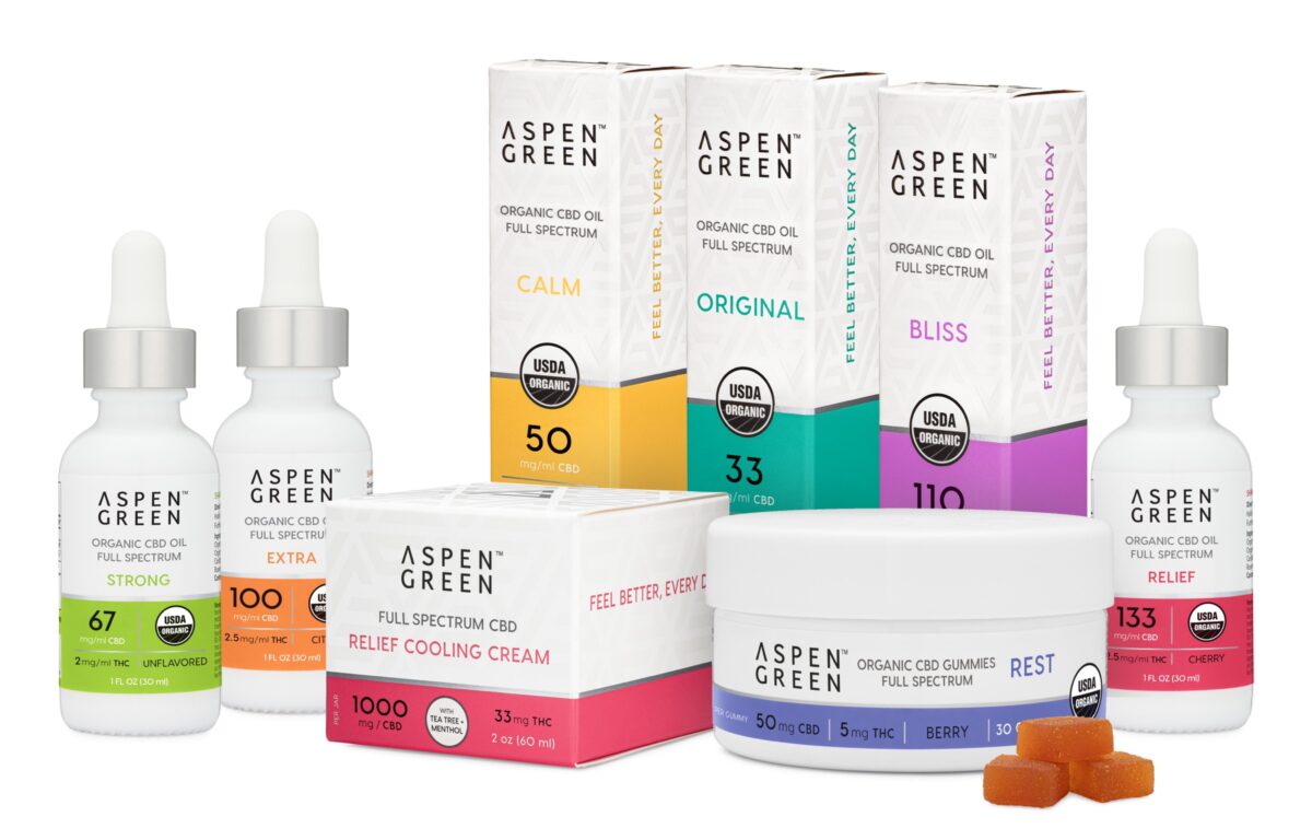 Home Aspen Green 8 Piece USDA Certified Organic CBD Oils & Gummies