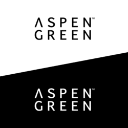 Aspen Green logos split by angled background