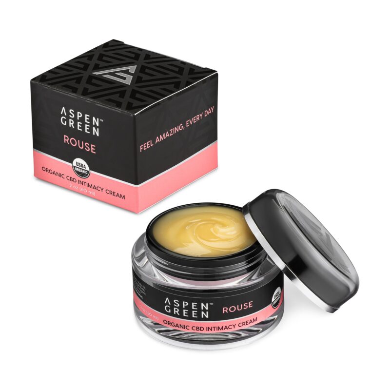 Aspen Green Rouse Full Spectrum CBD Intimacy Cream Open with Box - USDA Certified Organic, 6700mg CBD