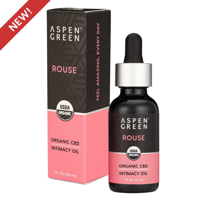 New! Aspen Green Rouse CBD Intimacy Oil with Box