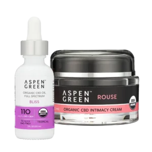 Aspen Green's Passion Bundle featuring USDA Certified Organic Rouse Intimacy Cream and Bliss Oil.