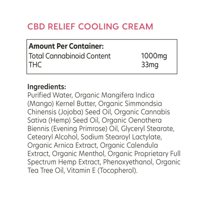 Relief Cooling Cream Ingredients