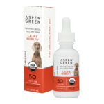 Aspen Green Calm & Mobility Large Dogs CBD Oil - USDA Certified Organic, Bacon Flavor - Bottle and Box