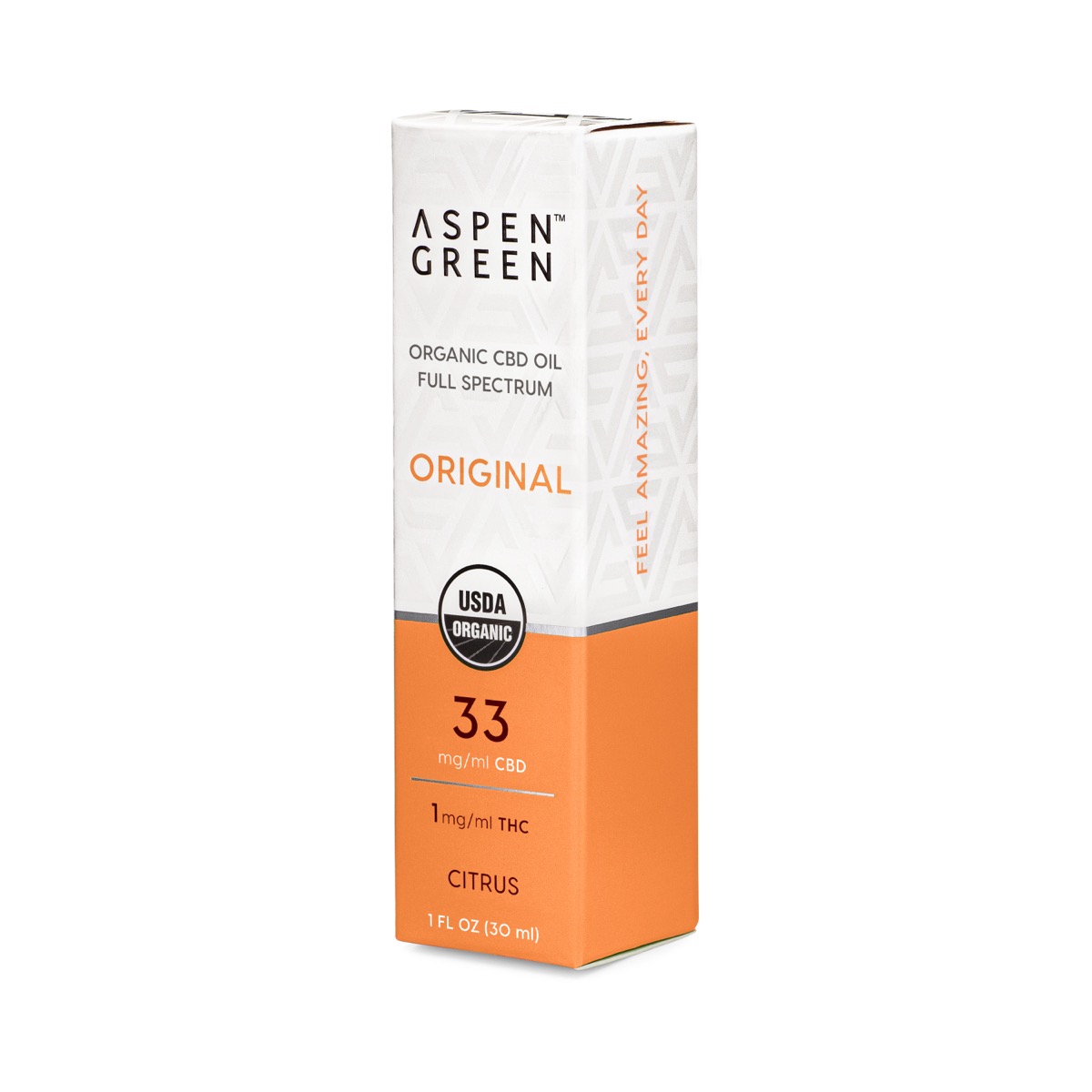 Aspen Green Original CBD Oil Box - USDA Certified Organic, 33mg/ml CBD, Citrus Flavor
