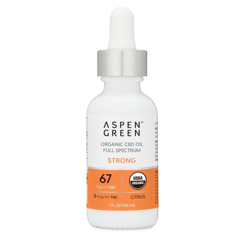 Aspen Green Strong CBD Oil Tincture - USDA Certified Organic, 67mg/ml CBD, Citrus Flavor