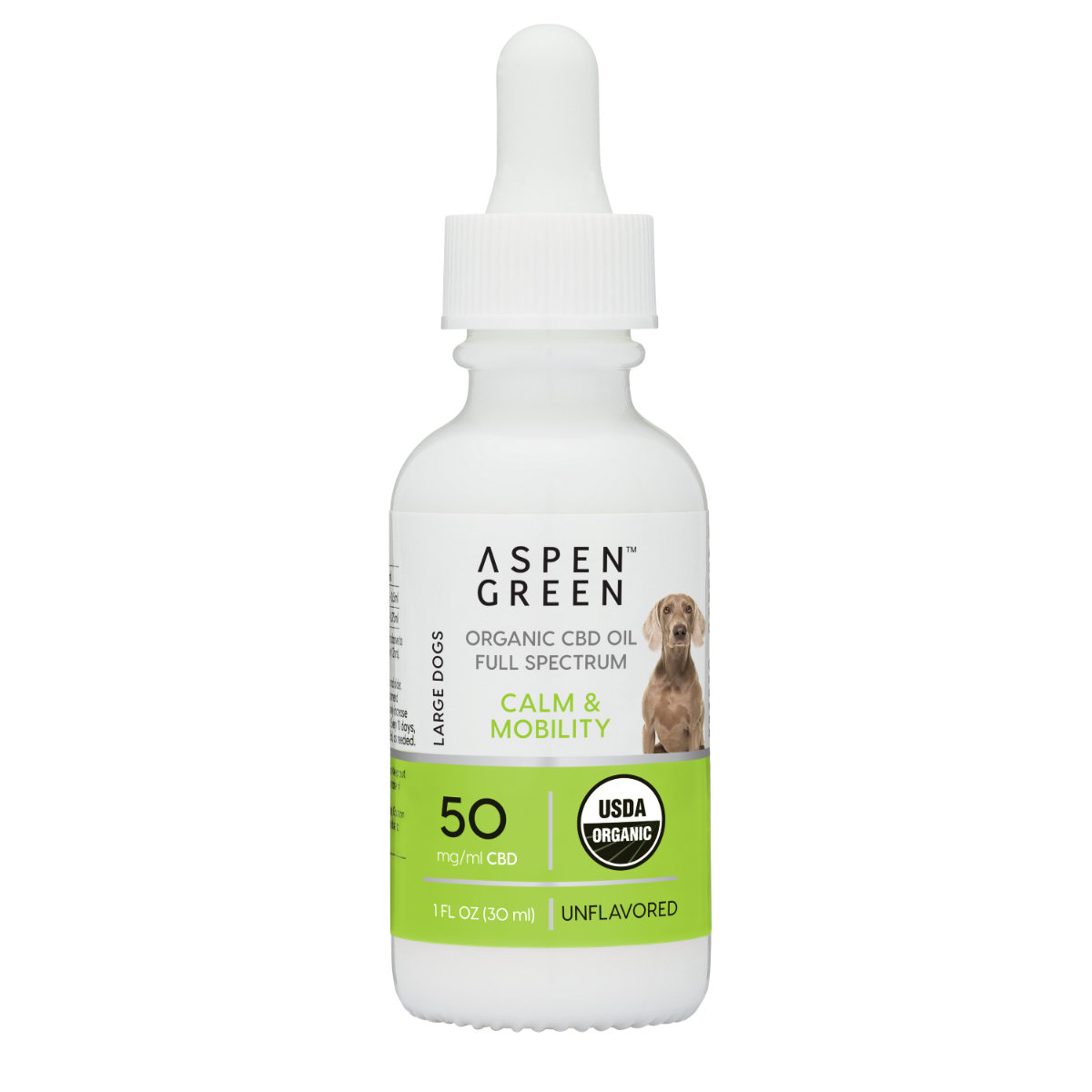 Aspen Green Calm & Mobility Large Dogs Full Spectrum CBD Oil Tincture - USDA Certified Organic, Unflavored