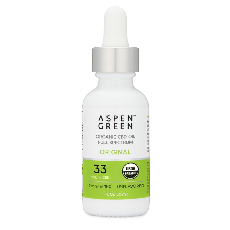 Aspen Green Original CBD Oil Tincture - USDA Certified Organic, 33mg/ml CBD, Unflavored