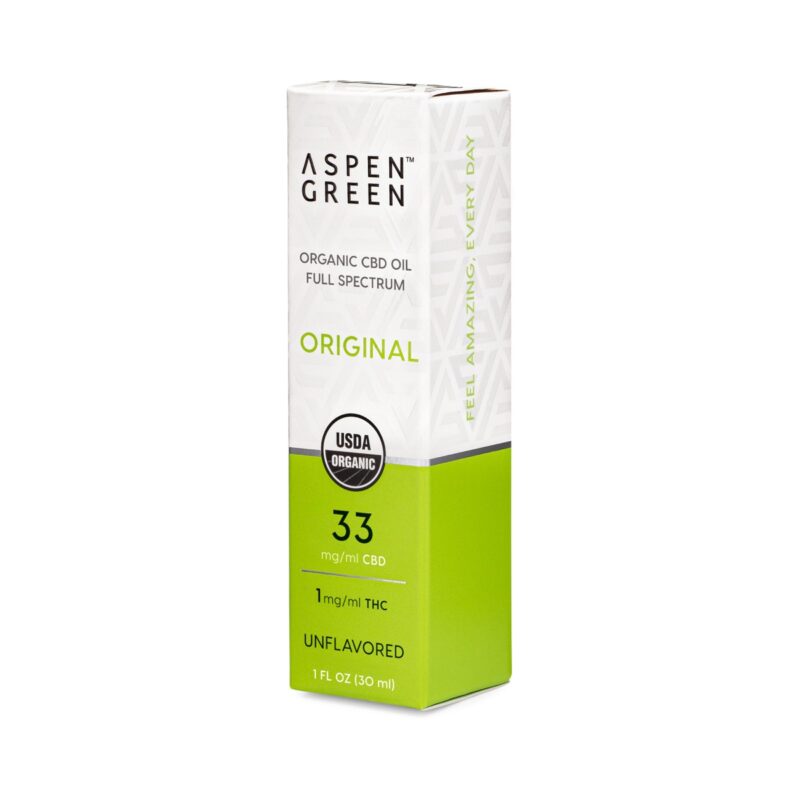 Aspen Green Original CBD Oil Box - USDA Certified Organic, 33mg/ml CBD, Unflavored