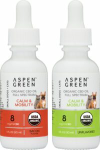 Aspen Green Calm & Mobility Small Dogs & Cats CBD Oil Tinctures - USDA Certified Organic, Variety Flavor