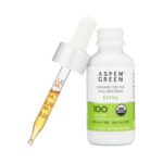Aspen Green Extra Unflavored CBD Oil tincture bottle with a dropper leaning against the bottle.