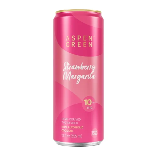 Aspen Green Strawberry Margarita 10mg THC drink front view