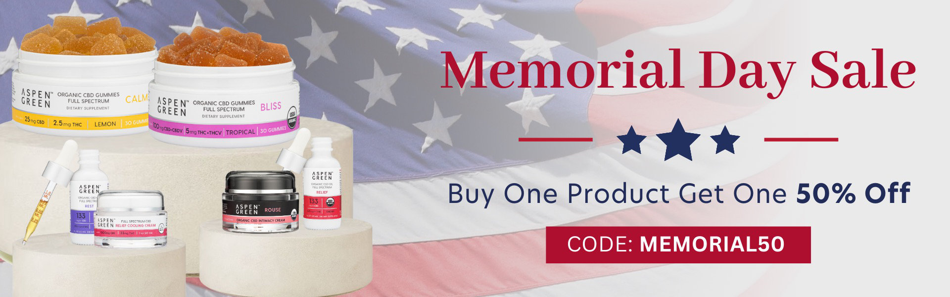 Memorial Day Sale Buy 1 Get 1 50% Off
