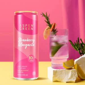 Aspen Green Strawberry Margarita 10mg THC drink lifestyle image