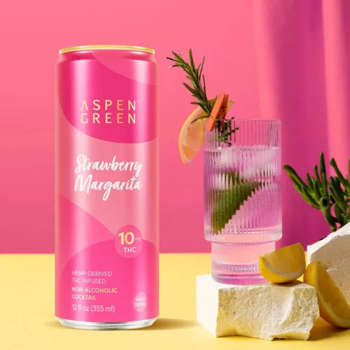 Aspen Green Strawberry Margarita 10mg THC drink lifestyle image